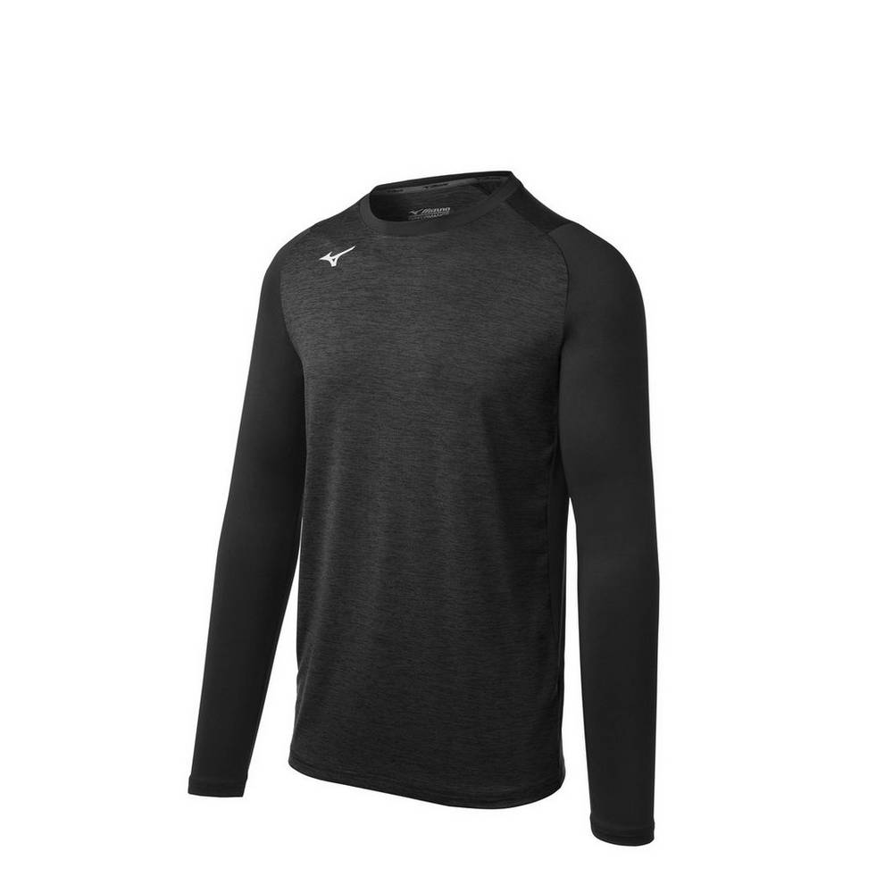 Panske Base Layer Mizuno Alpha Stretch Sleeve Čierne Vypredaj RBMX09578